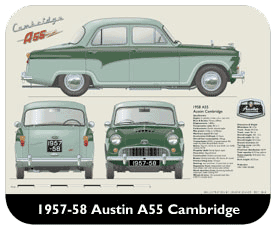 Austin A55 Cambridge 1957-58 (2 tone) Place Mat, Small